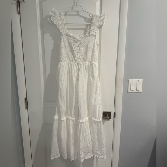 Anthropologie White Textured Dress with wide ruffled straps size small - Picture 1 of 6